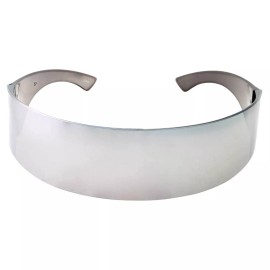 grinderPUNCH Silver Mirror Futuristic Shield Sunglasses Deal Glasses Costume Robot Mono