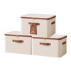 Tuza 3 Pcs Rigid Storage Bins with Zipper Lid, Cotton