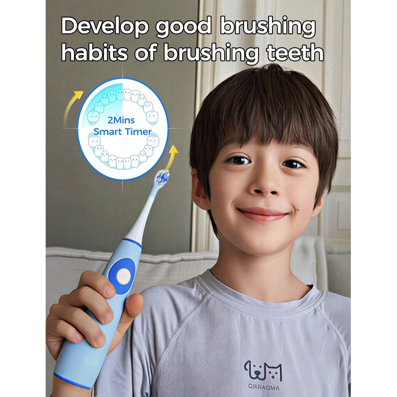 SEAGO Kids Electric Toothbrushes for Ages 5-8 with 2 Sizes