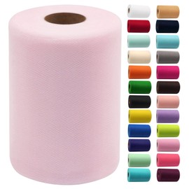 Light Pink Tulle Fabric Rolls 6 Inch by 100 Yards (300 feet) Fabric Spool Tulle Ribbon for DIY Light Pink Tutu Bow Baby Shower Easter Birthday Party Wedding Decorations Christmas Craft Supplies
