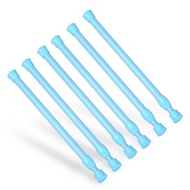 Pack of 6 Telescopic Rods, Goowin 25-40 cm (10-15.7 Inch) Tension Rod, No Drilling, Rustproof Spring, Small Tension Rod, Adjustable Tension Rod for Cupboard, Wardrobe, Bookshelf (Blue)