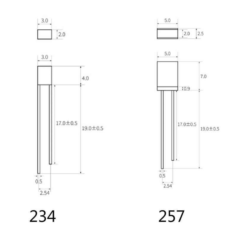 100 Pieces 2 x 5 x 7 mm Transparent Square