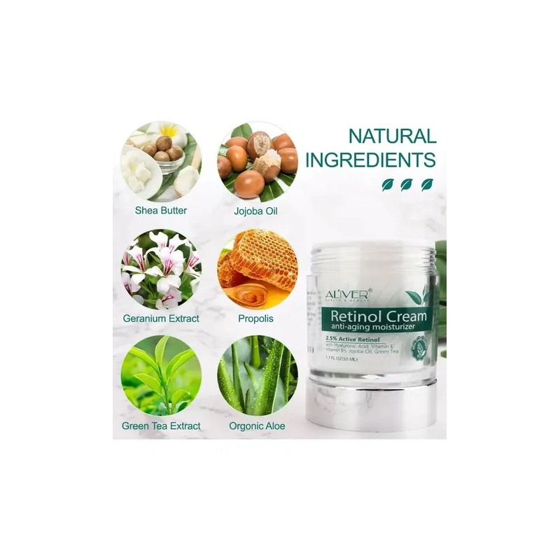 Crema Retinol Aliver 50ml Antiedad Noche Hipoalergénica Para Rostro