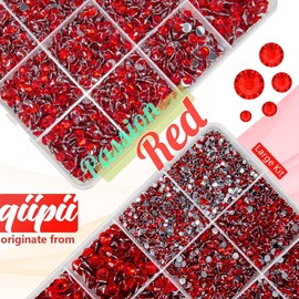 qiipii Red Crystal Resin Rhinestones w B7000 Jewelry Glue for Bedazzling Crafting 2mm 3mm 4mm 5mm 6mm Siam Red Flatback Stones Ruby Red Diamonds Crystals Gems for Nails Face Eye Makeup Tumblers Crafts