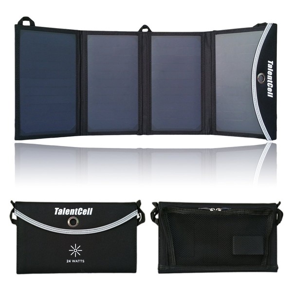 TalentCell 21W Foldable Solar Panel Charger with DC 18V and 5V USB Output for Charging All Types of 12V Rechargeable Batteries and Most 5V Devices