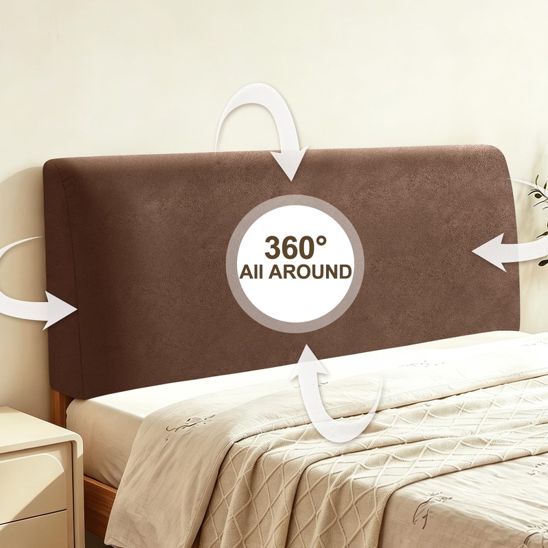 ANARACHON Leather Look Bed Headboard Cover, Stretch Soft Bed Headboard