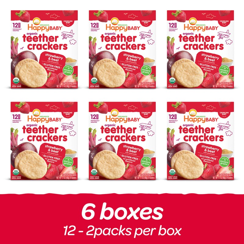 Happy Baby Organics Baby Snacks, Gentle Teething Crackers, Gluten Free