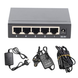 5 Port Ethernet Switch Professional High Speed 10 100Mbps Metal Shell 5 Port Network Switch for Home Network 100‑240V UK Plug