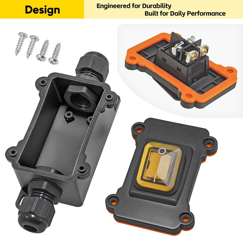 Waterproof Inline Rocker Switch Box DC 12V–24V 20A Lighted ON/Off