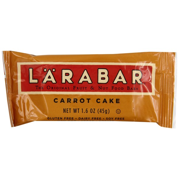 Larabar Gluten Free Bar, Carrot Cake, 1.6 oz Bars (16 Count), Whole Food Gluten Free Bars, Dairy Free Snacks