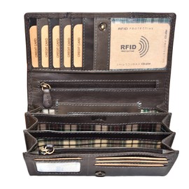 Benthill Women's Leather Wallet - High-Quality Soft Vintage Genuine Leather Women's Wallet with RFID Protection - Large Women's Purse Long - Women's Wallet with Gift Box, gray, Classic