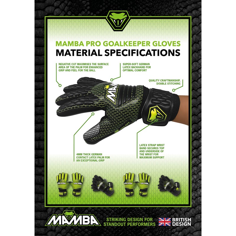 MAMBA Pro Goalkeeper Gloves | Premium Quality German Contact Latex