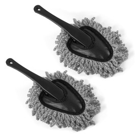Wogomz 2PCS Soft Microfiber Car Dash Duster Brush, Mini Multi-Functional Car Cleaning Brush for Interior Exterior, Auto Cleaning and Washing Brush Tool, Universal Car Duster Kit (Gray)