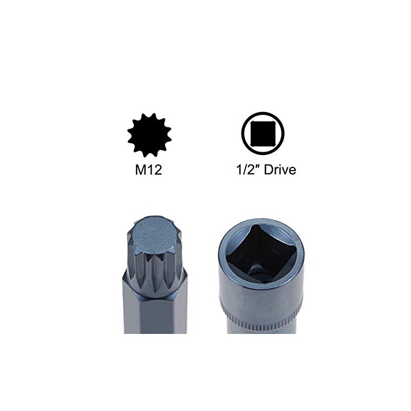 sourcing map 1/2" Drive x M12 (12mm) Triple Square Spline