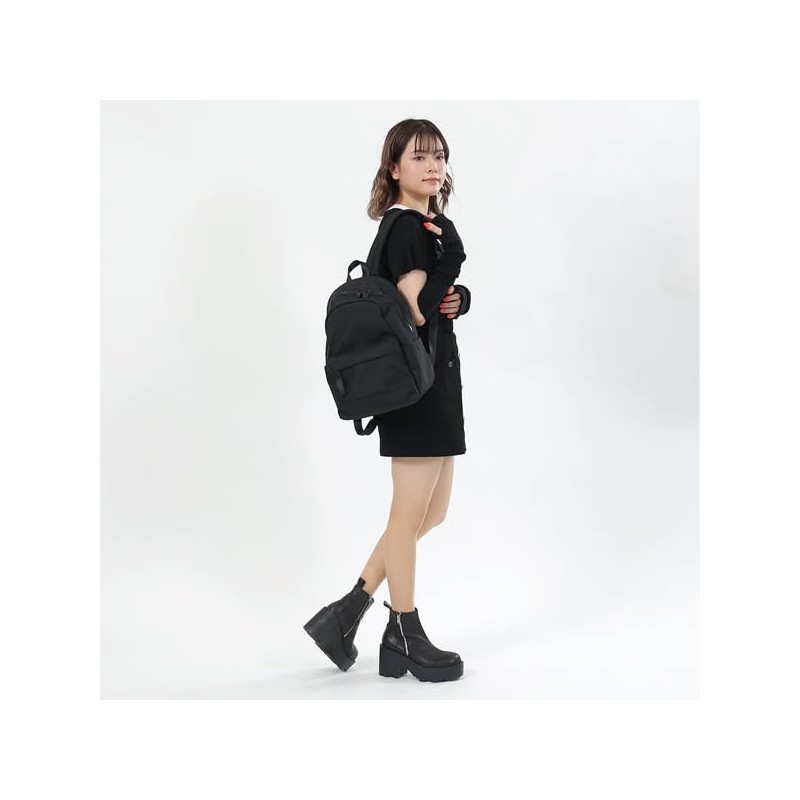 Mariqwant All Black Simple Logo Backpack, Black