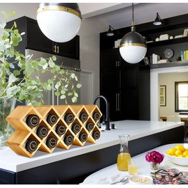 Bamboo Criss Cross Spice Rack Organizer for Cabinet, Wood Seasoning Rack Spice Holder, 18-Jar Spice Rack Tower Spice Storage for Kitchen Countertop Drawer-Jars Not Included