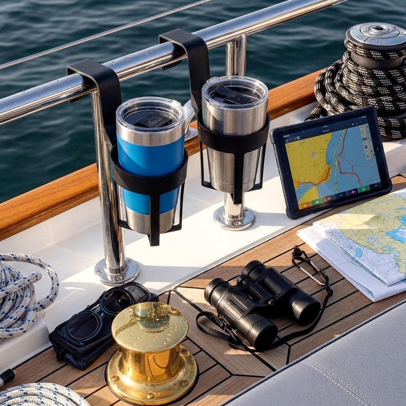 Singhoow 4 Pcs Marine Boat Rail Cup Holder No-Drill Cruise