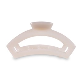 TELETIES - Large Open Claw Clip - Strong Grip, Bendable Teeth, Comfortable Open Cutout Design - Ideal for Long, Thick, Curly, or Wavy Hair - For All Hair Textures - Coconut White