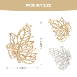 2 Pcs Leaf Hair Clips Exquisite Hollow Out Leaves Shaped Metal Claw Clips for Women Hair Accessories(Gold&Silver)