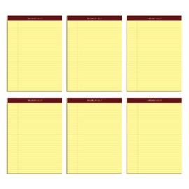 Tops Docket Gold Writing Pads, 8-1/2" x 11-3/4", Legal Rule, Canary Paper, Perforated, 50 Sheets, 6 Pack (63956)