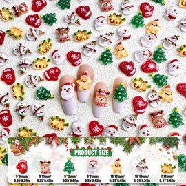 3D Christmas Nail Charms,70PCS Cute Cartoon Christmas Tree Santa Claus Snowman Elk Bell Nail Gems,Xmas Theme Nail Jewelry Decorations Nail Studs for Manicure Design DIY Crafts (Christmas Pattern A)