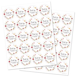 2" Round Wildflower Thank You Favor Stickers - Set of 40 (Celebrating with Me)