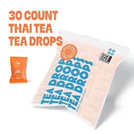 Tea Drops 30 Bulk Pack Thai Tea Bagless Tea - Loose Leaf, Lightly Sweetened, On-The-Go. Plastic-Free Tea - Iced or Hot