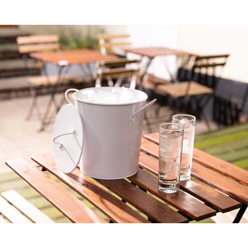 bar@drinkstuff Galvanised Steel Insulated Ice Bucket White - Metal Party