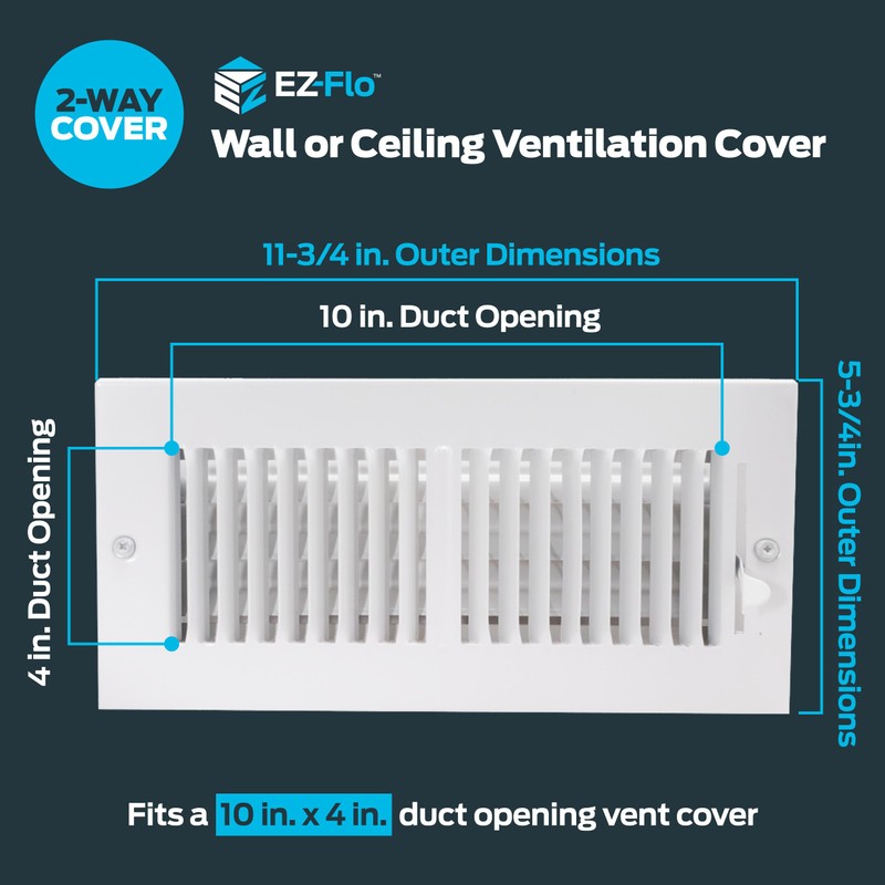 EZ-FLO 10 x 4 Inch (Duct Opening) Air Vent Cover
