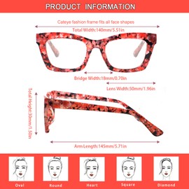 ZOECENT 6 Pack Oprah Style Reading Glasses for Women Blue Light Blocking Computer Square Readers with Spring Hinge (Mix Color-7, 1.75, x)