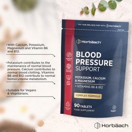 Blood Pressure Tablets | Magnesium Supplement with Potassium & Calcium | Blood Pressure Support | 90 Count | Vegan | by Horbaach