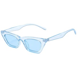 BOJOD Gafas de sol cuadradas de ojo de gato para mujer, modernas gafas de sol vintage para mujer, color negro, Azul transparente, Small
