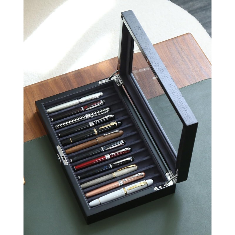 Bonaking Wood Pen Display Case 12 Pens, Fountain Pen Display