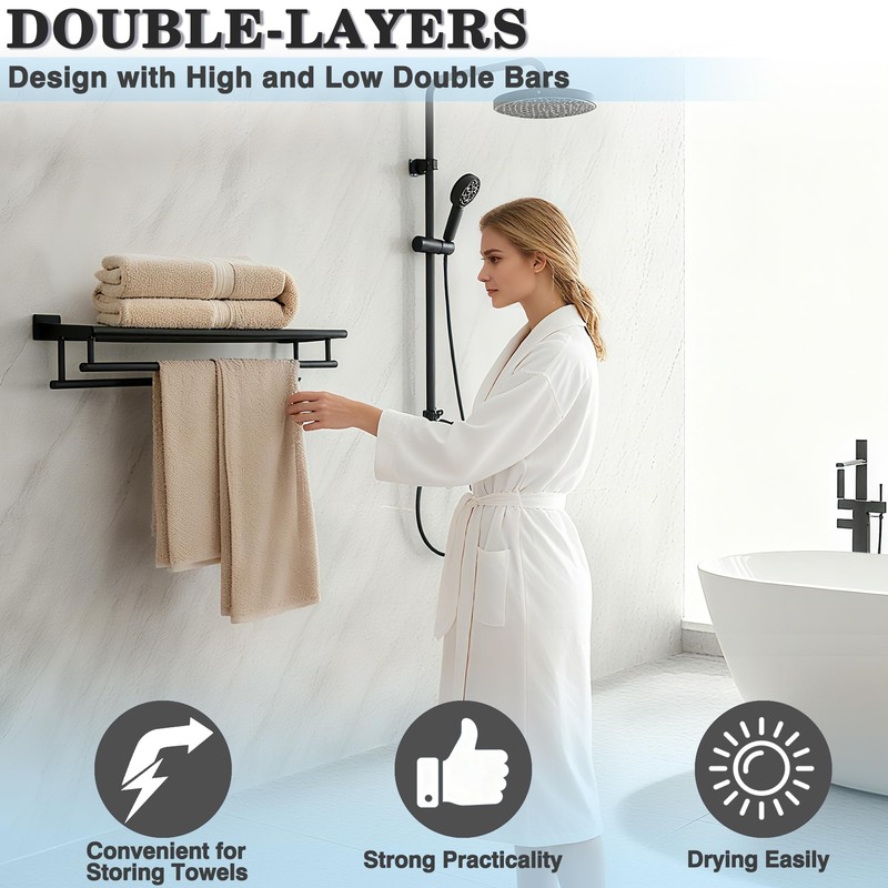 Alise Towel Rack for Bathroom Wall Mount,Double Towel Bars for