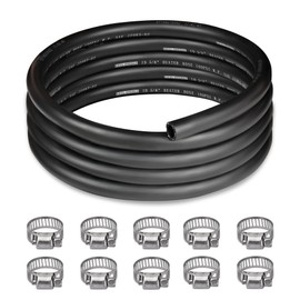 EVIL ENERGY 5/8" Heater Hose 10FT Coolant Radiator Hose With 10PCS Clamps Straight 100PSI SAE 20R3 Black