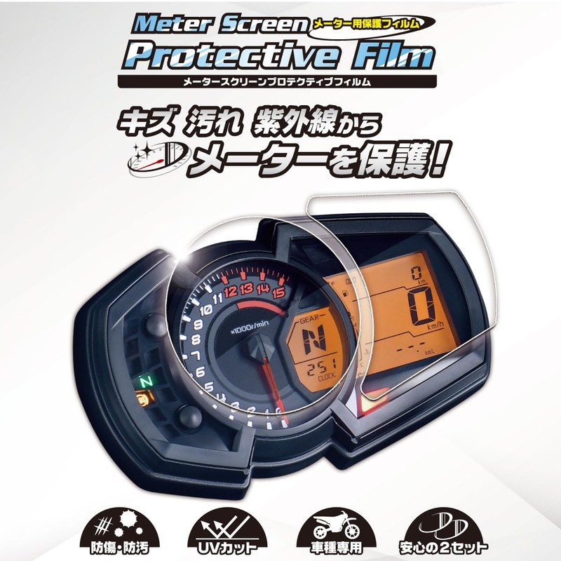 ディーアールシー(DRC) MT-09 '25, XSR900GP '24 メータースクリーン プロテクティブフィルム TPU 専用形状 2セット入り