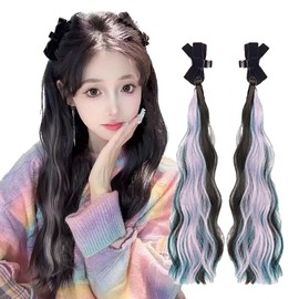 VEVE&MIKI ヘアエクステ エクステンション ポニーテール ウィッグ ふわふわ巻き髪エクステ ロング 取り付け簡単 エクステ ストレート サラサラカラーエクステ 祭り グラデーション ハロウィン キッズ ダンス舞台用 派手髪 簡単装着