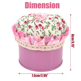 Pink Pin Cushion Lid with Iron Storage Jar, Needles Quilting Pins Holder Case for Sewing, Ideal Gifts for Women, Moms, Grandmas & Quilting Enthusiasts - Room Home Decor DIY Craft