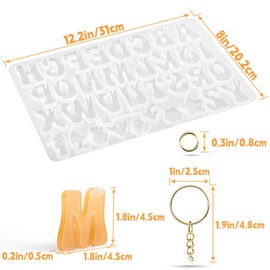Gartful Alphabet Silicone Molds Set, Letter Molds for Epoxy Casting Alphabet Resin Mold for DIY Earring Necklace Pendant Jewelry Resin Crafts Decor, Gold