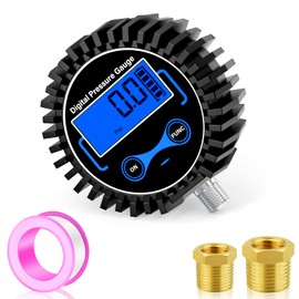MEANLIN MEASURE 0-300PSI Digital Pressure Gauge with Rubber Cover, Lower Mount, Accuracy 1%, Resolution 0.1psi, with 1/8" x 1/4" and 1/8" x 3/8" NPT Hex Bushing