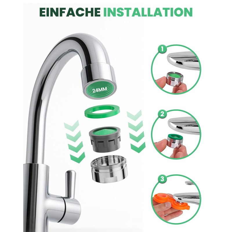 Pack of 10 M24 Mixer Tap Aerator Nozzles with ABS