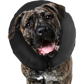 ZenPet Protective Inflatable Recovery Collar for Dogs and Cats - Soft Pet Cone Does Not Block Vision E-Collar - Designed to Prevent Pets from Touching Stitches, Wounds and Rashes
