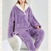 Yanhalo Womens Pyjamas Warm Fleece Pyjamas Set Winter Soft Ladies