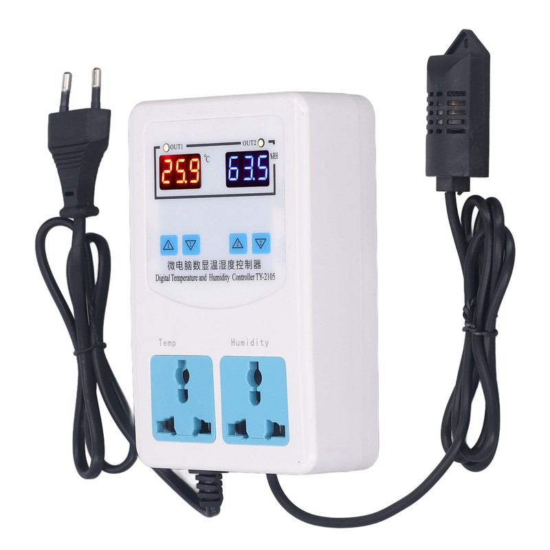 Temperature Humidity Controller -20~60℃ 0~100.0%RH LCD Display Humidistat Thermostat AC