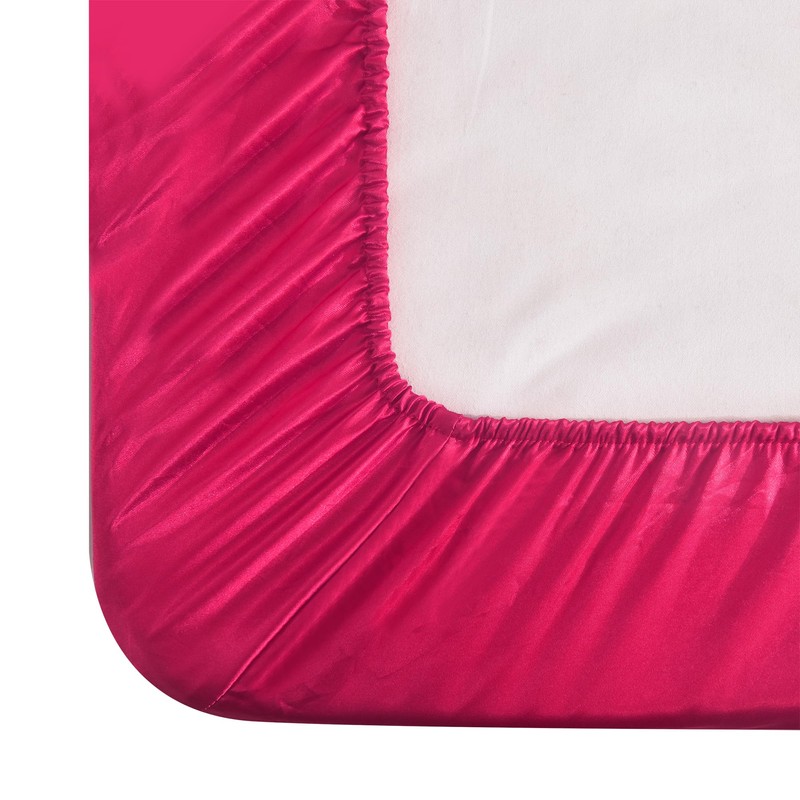 ROOEE Satin Silk Fitted Sheet with Pillowcase Set Breathable Soft