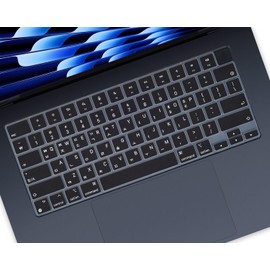 Korean Keyboard Cover for Apple 2025 2024 2023 MacBook Air Laptop with M4 M3 M2 chip 15.3-inch A3241 A3114 A2941,MacBook Air 13.6 inch A3240 A3113 A2681 Skin Protector-Black