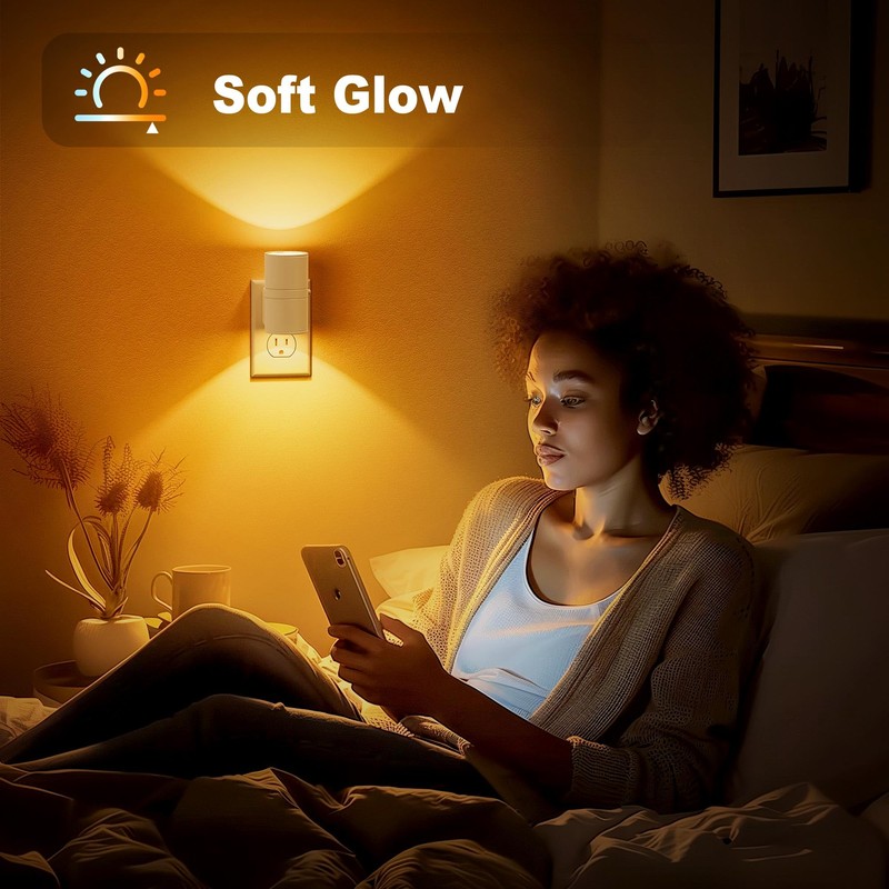 Amber Night Lights Plug into Wall, Dimmable Night Light Plug