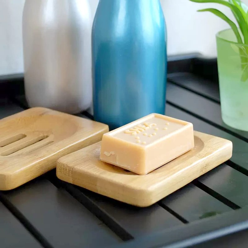 AYWFEY 4 Pcs Natural Wooden Soap Holders, Bamboo Soap Holders,
