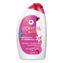 Shampoo 3 En 1 L'oreal Kids Explosión De Frambuesa 265 Ml