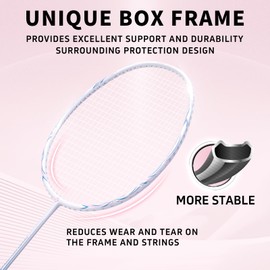 KUMPOO Professional Badminton Pink Racket Set with Grip and Cover, 4U Carbon Fiber Badminton Racquet Lightweight for Beginners, Intermediate Players Games, Competition, K520pro Pink